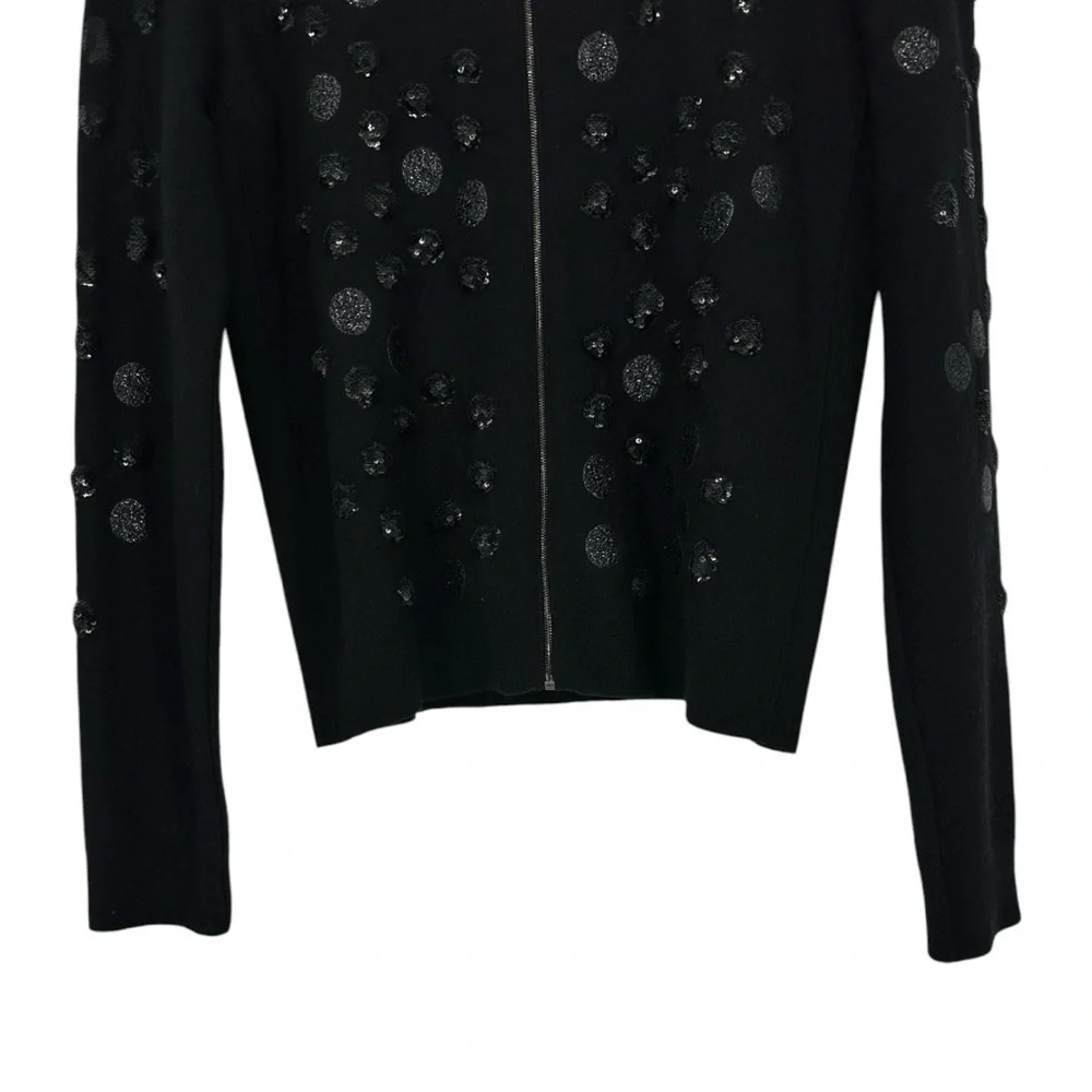 Nina Ricci Black Sequin Embellished Wool Blend Jacket size Medium